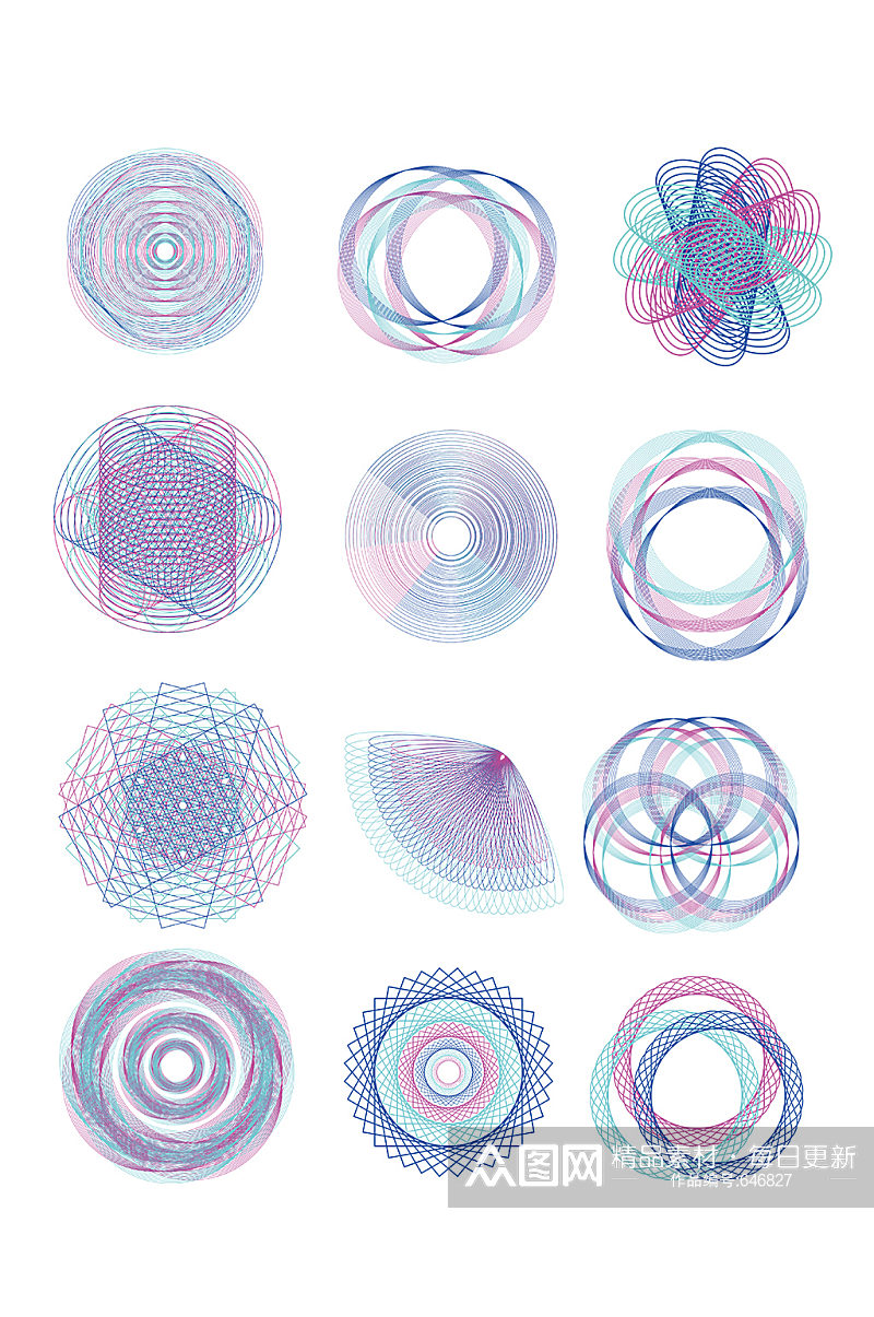 创意彩色曲线套图效果元素素材