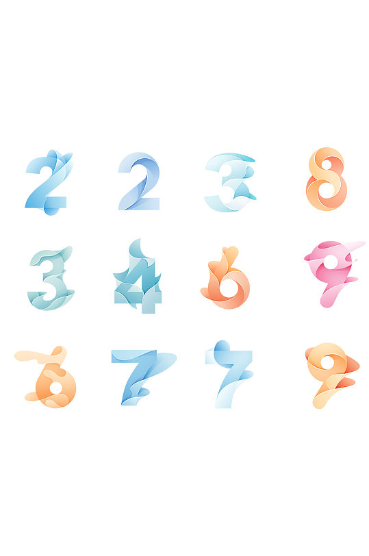 创意水彩数字设计元素