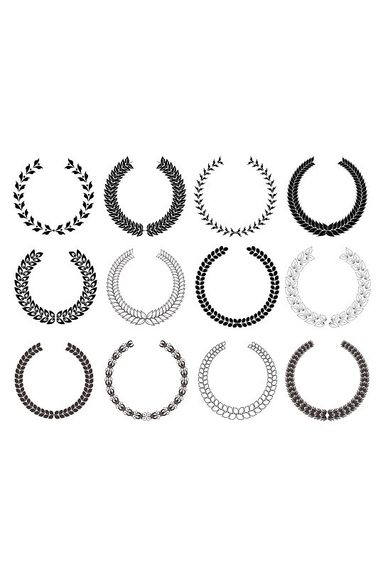 单色调唯美花环纹章图标背景