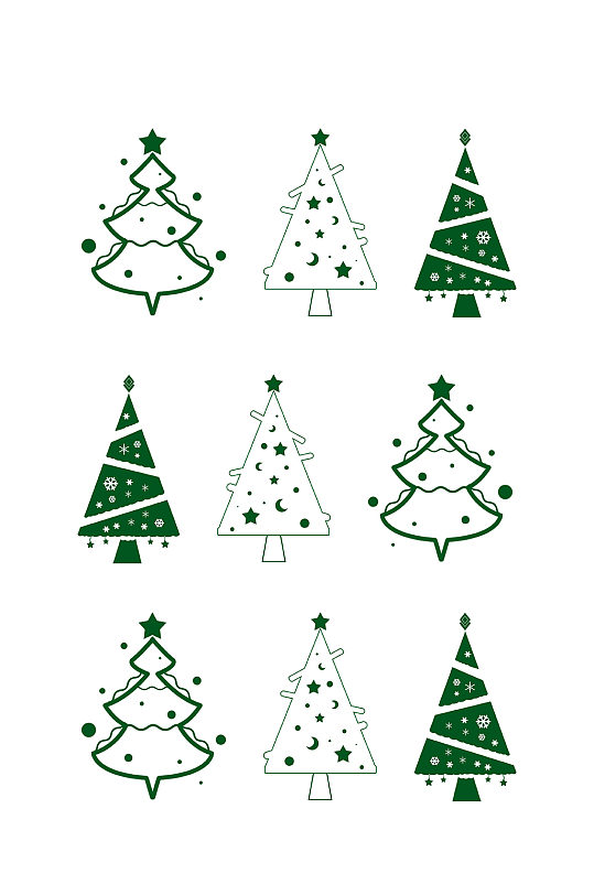 简笔画圣诞树元素