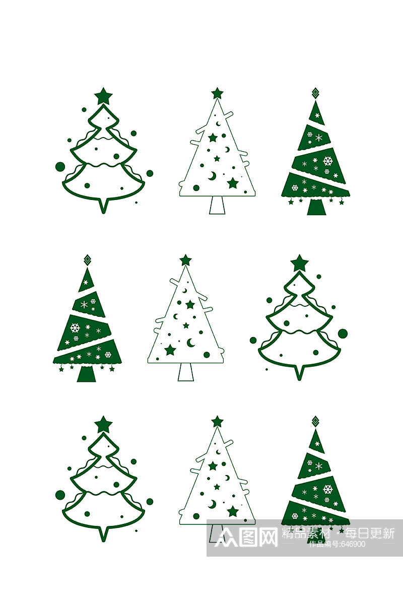 简笔画圣诞树元素素材