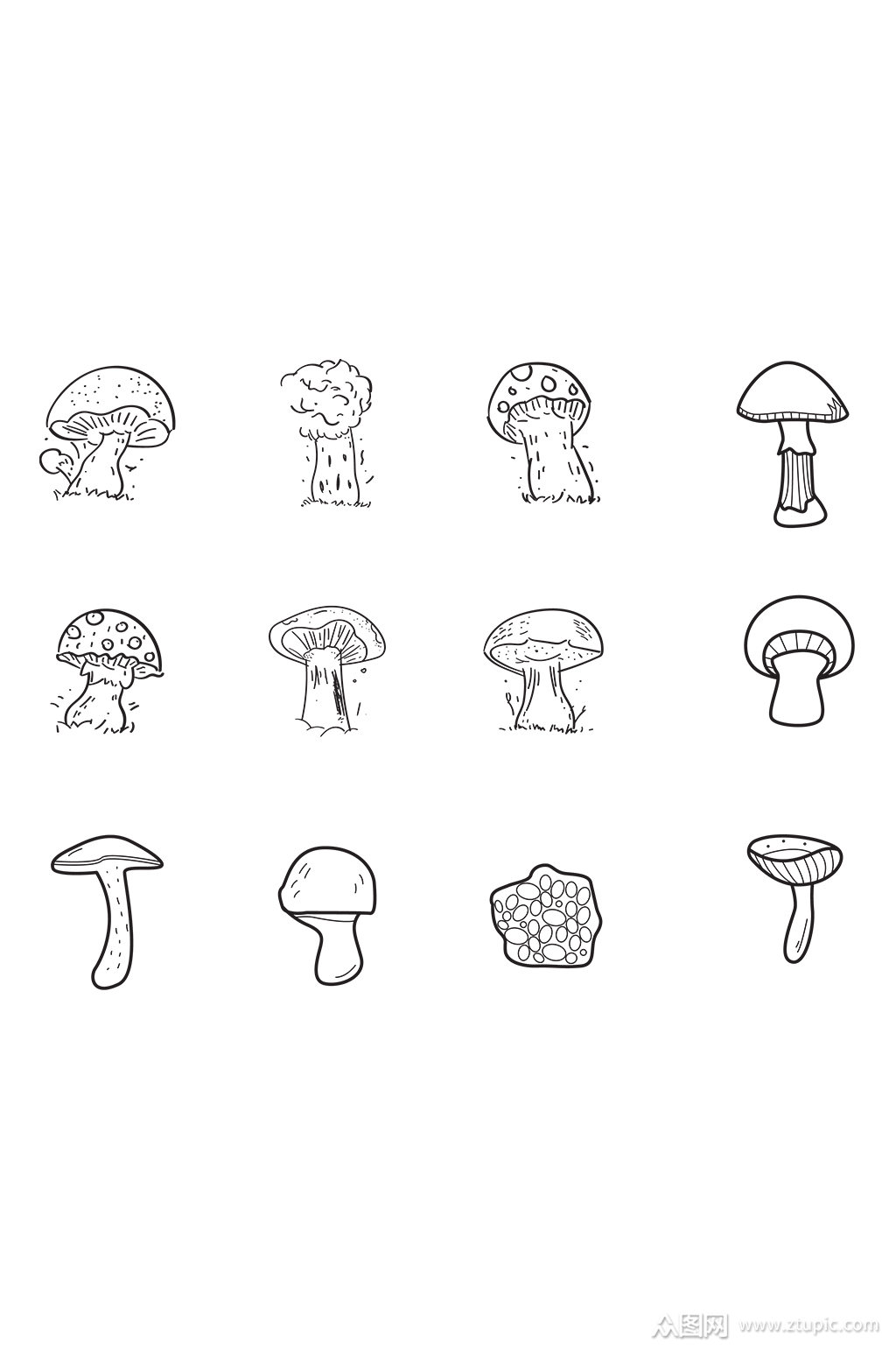 手绘蘑菇图案设计素材