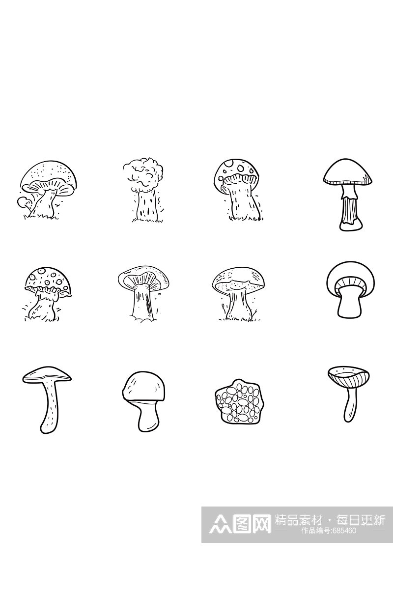 手绘蘑菇图案设计素材素材