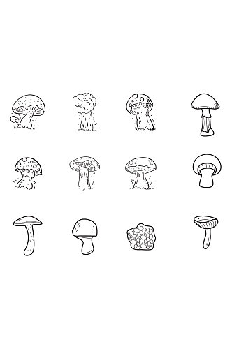 手绘蘑菇图案设计素材
