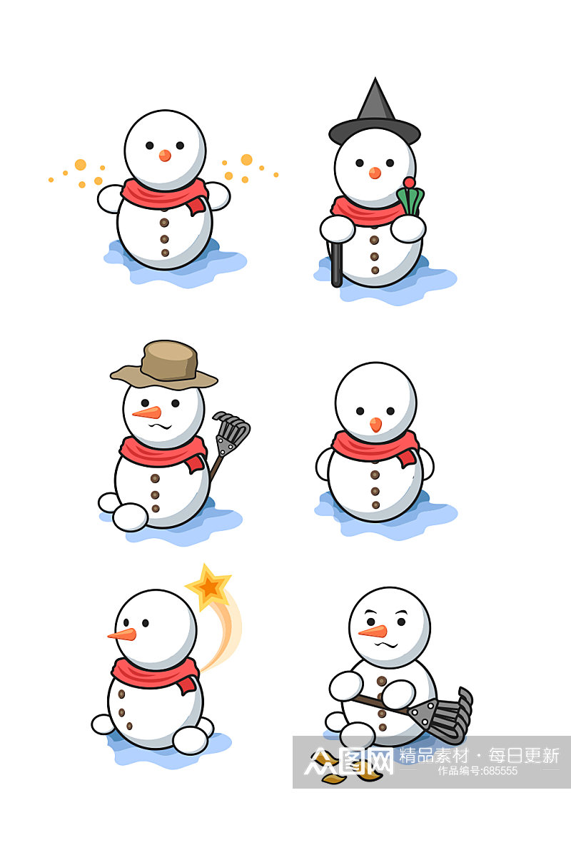 雪人冬天雪球卡通元素素材