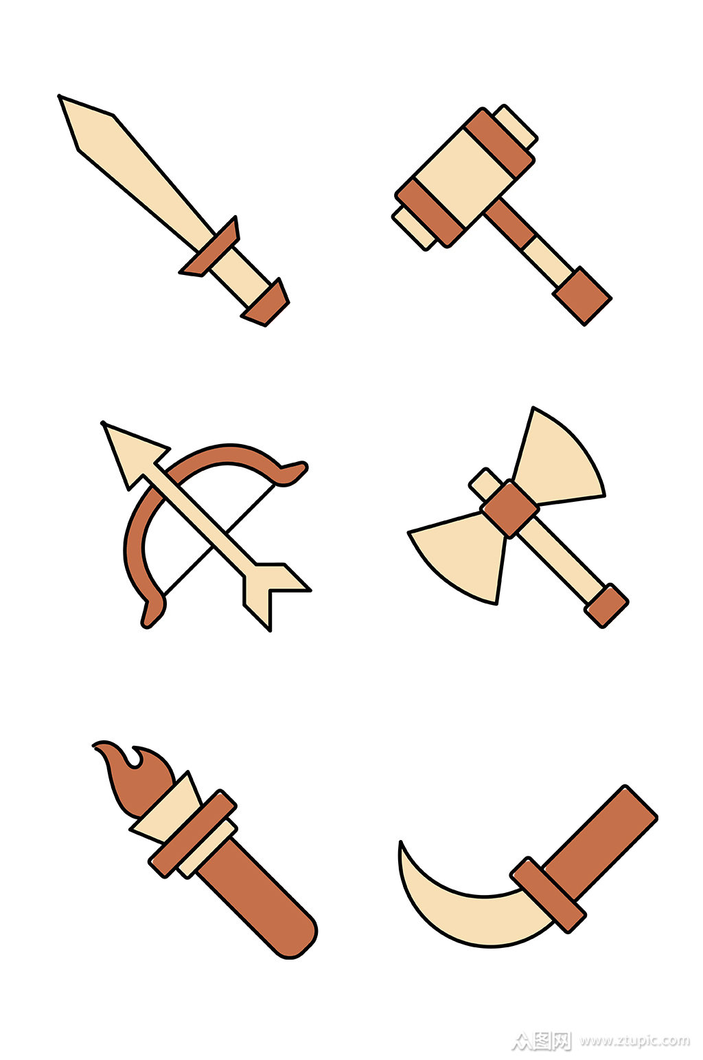 简约风卡通武器矢量图素材