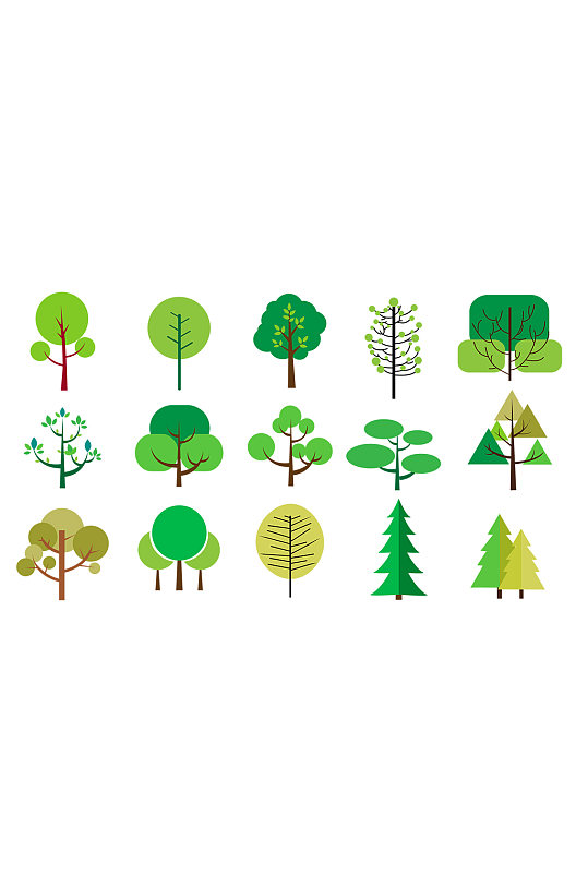 绿色多种树木设计元素