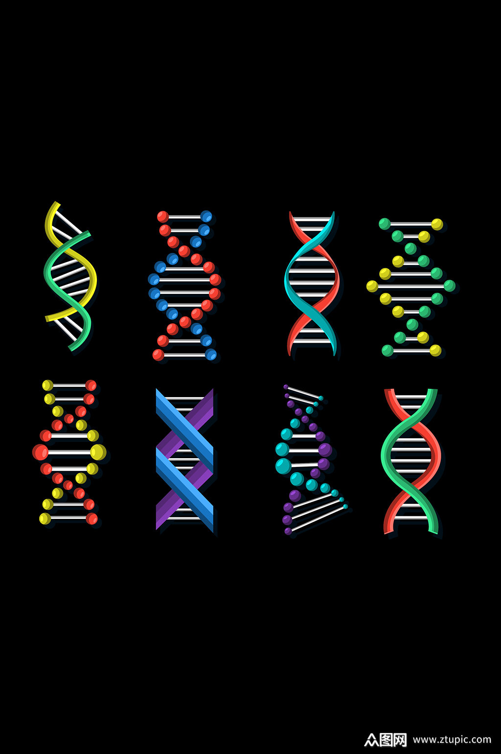手绘dna链条设计素材