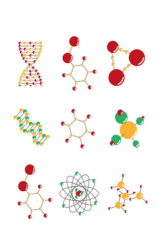 手绘化学分子矢量元素 化学元素