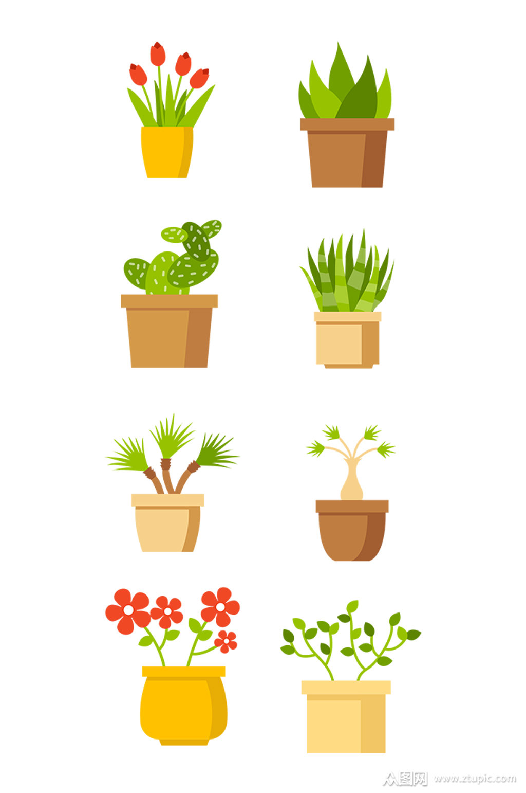 手绘盆栽盆景设计素材