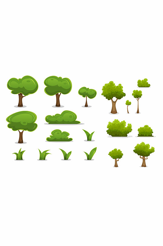 卡通绿色植物树木设计素材
