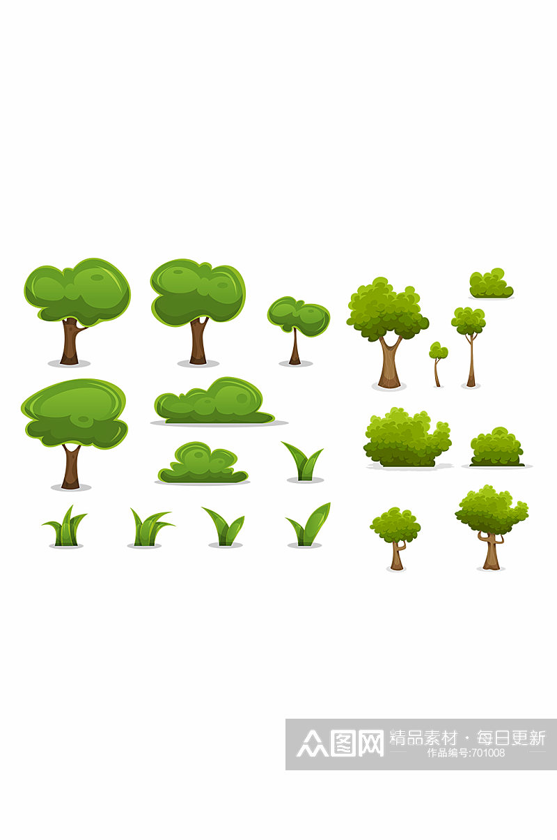 卡通绿色植物树木设计素材素材