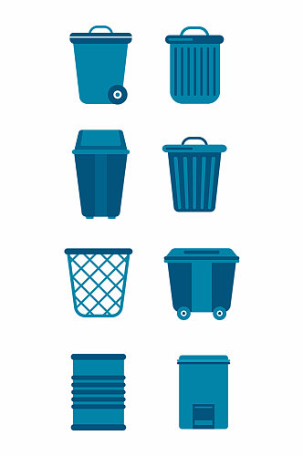 蓝色垃圾桶图标设计素材
