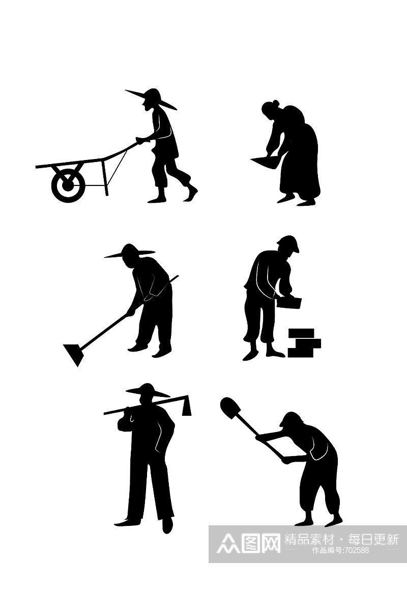 劳动的农民伯伯们装饰图案 铁锹战神王老七素材素材