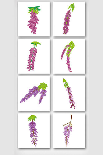 紫色薰衣草卡通图案元素 素材