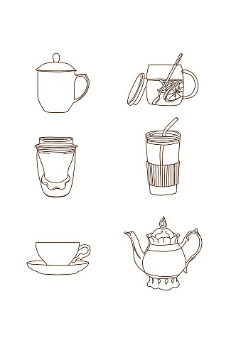 茶杯素材卡通手绘