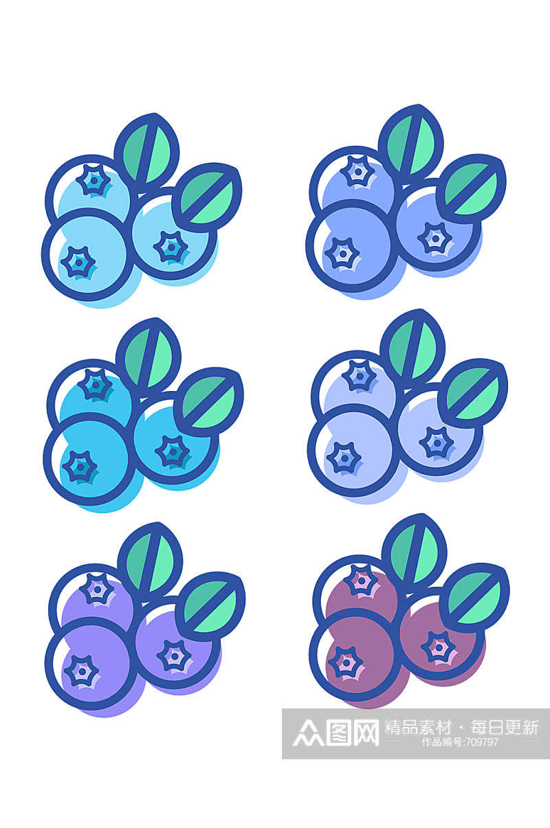 mbe风格蓝莓装饰图标素材