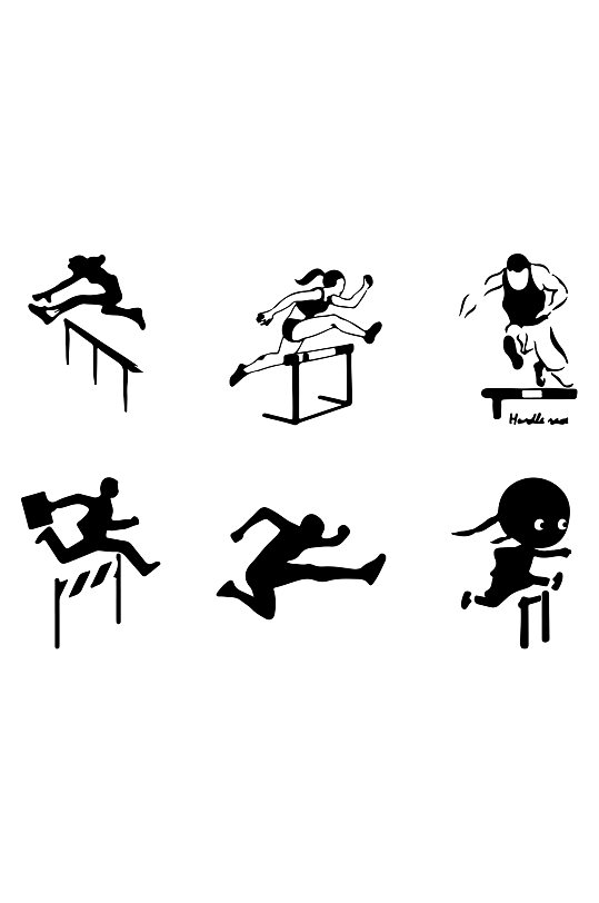 跨越剪影卡通插画