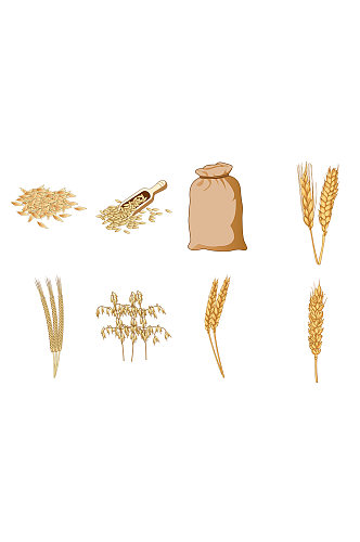 手绘小麦粮食设计元素