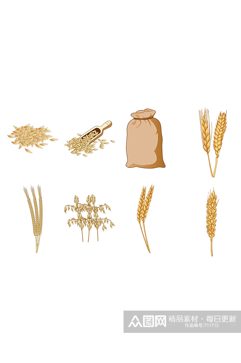 手绘小麦粮食设计元素素材
