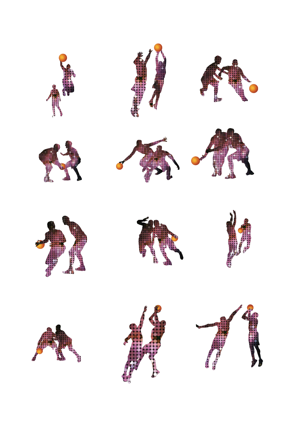 剪影运动篮球插画素材