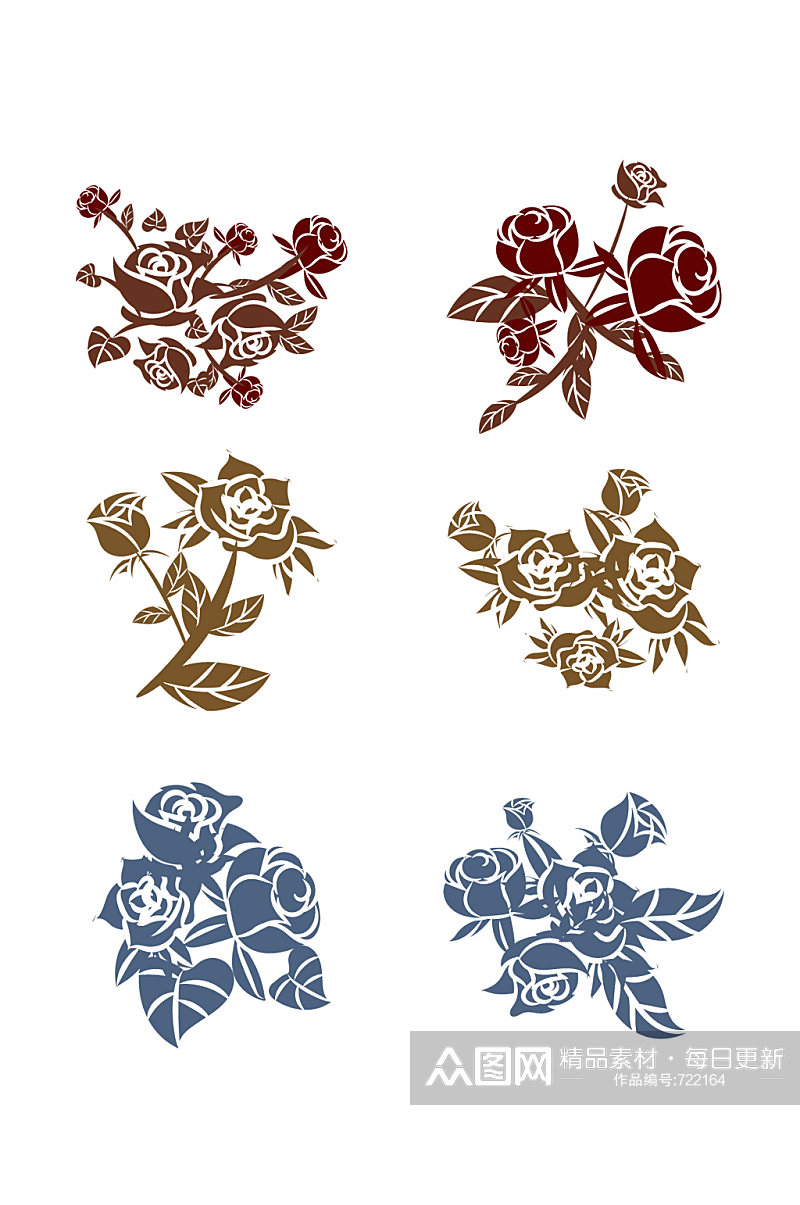 金色玫瑰花复古古典花纹素材