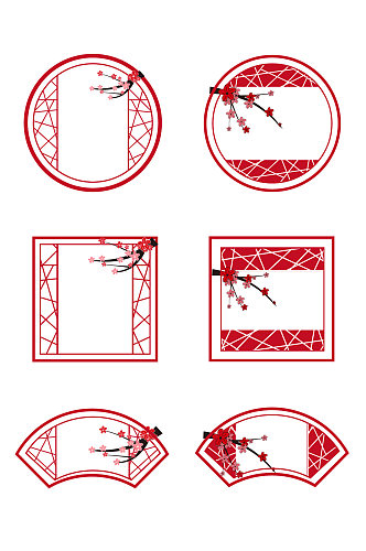 梅花矢量手绘中国风边框