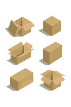 矢量盒子方形纸箱元素