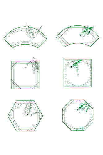 水墨中国风扇子垂柳边框免扣