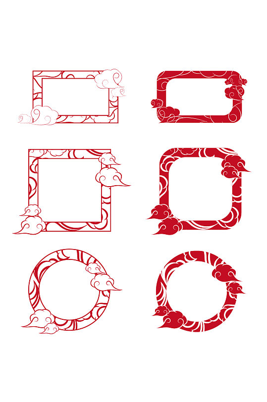 祥云矢量海报边框标题框文字框