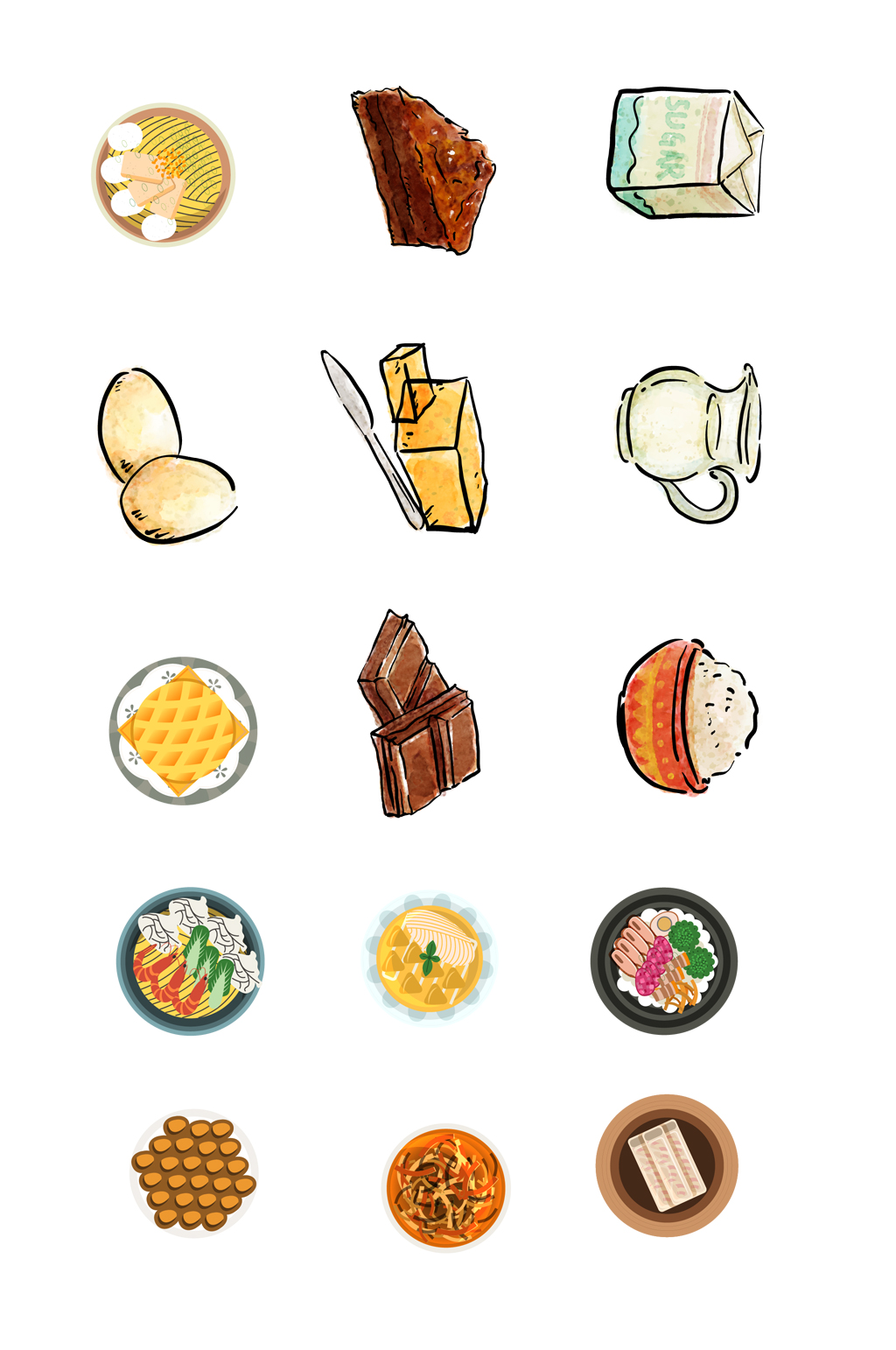 手绘食物美食图案设计元素
