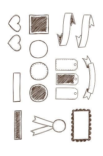 手绘丝带框设计元素