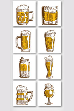 卡通杯状啤酒图案元素