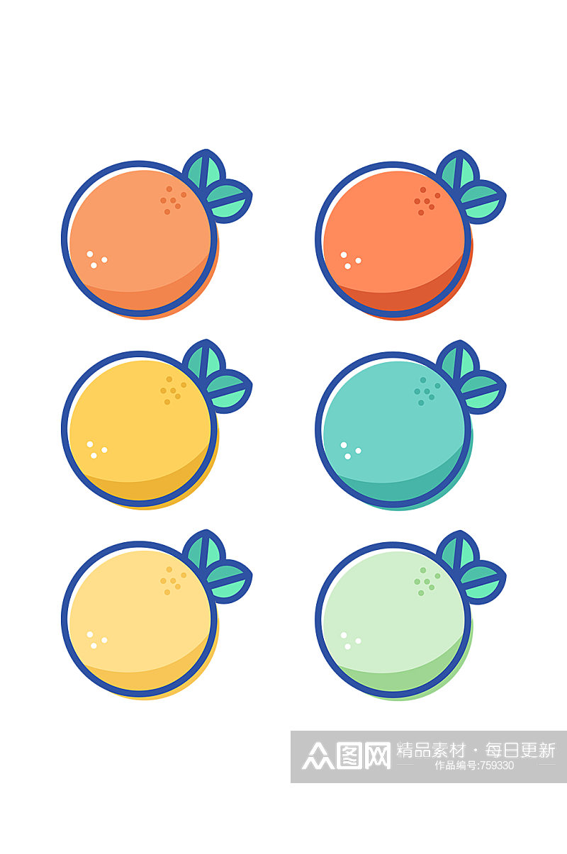 桔子橘子绿色食品维生素卡通装饰画素材