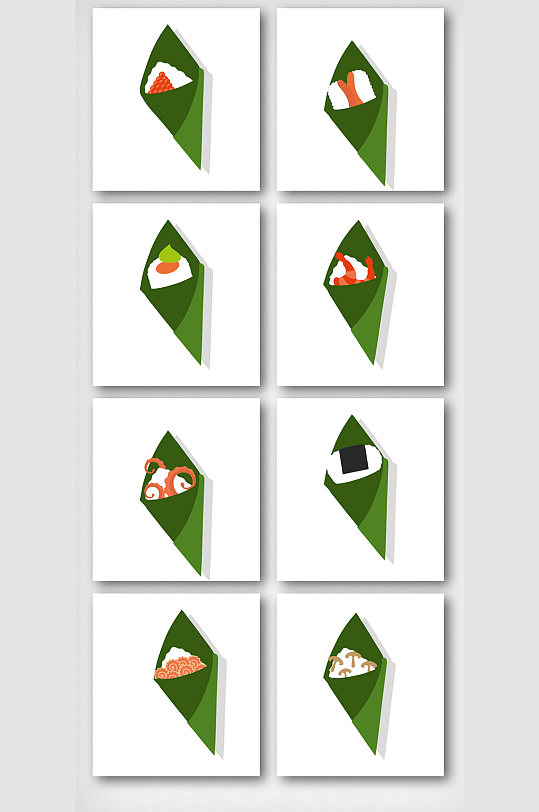 卡通三角糯米饭团元素