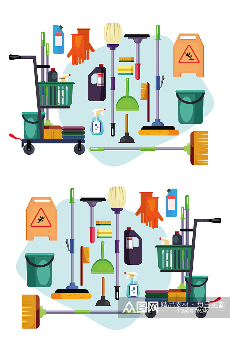 清洁用品和工具套件素材