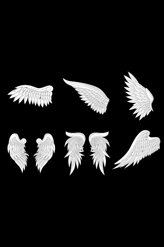 白色动物翅膀羽毛设计素材元素