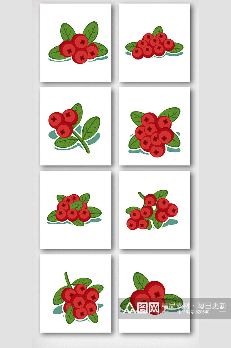 卡通小红莓红梅果元素素材