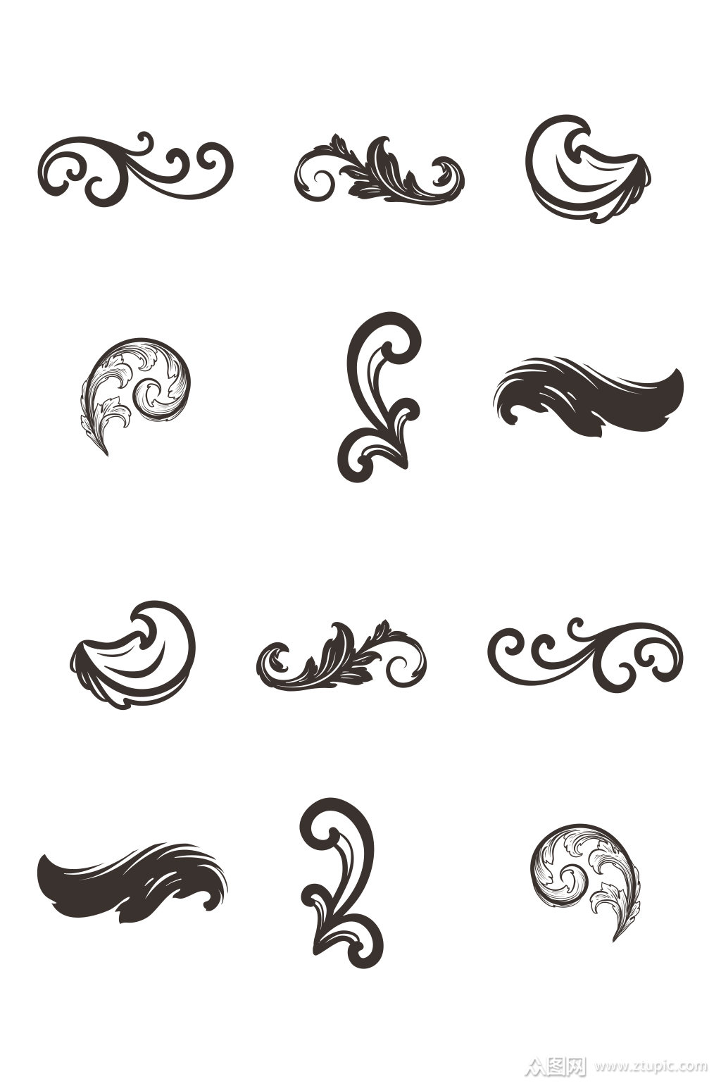 欧式花边线条装饰ai矢量元素素材