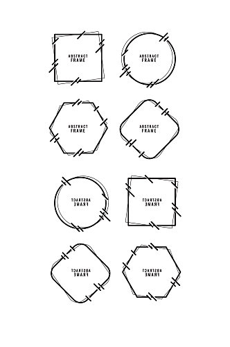 时尚抽象线条风格框架集矢量
