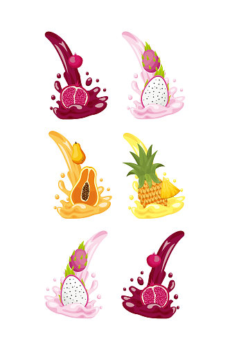 热带水果logos矢量