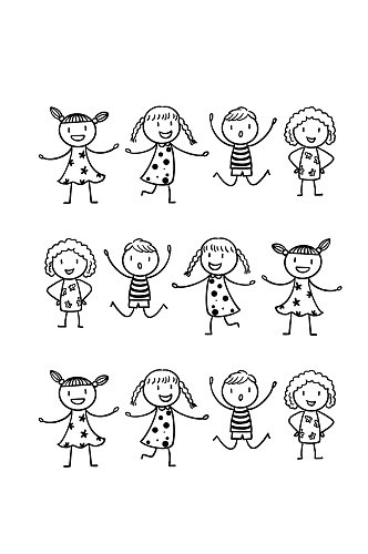 小孩子简笔画儿童孩子元素