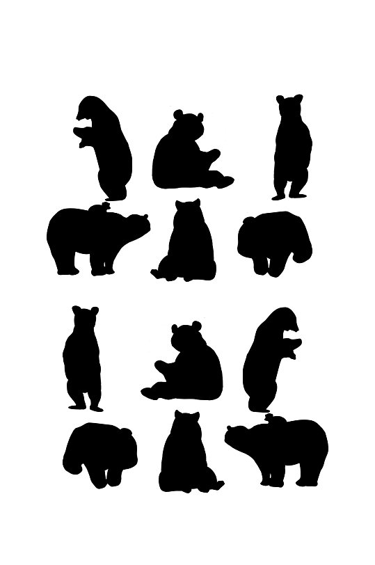 卡通狗熊剪影元素