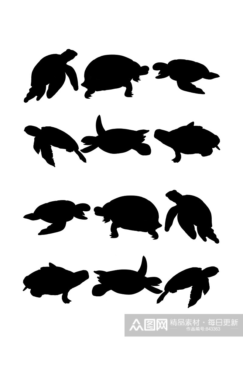 海龟剪影卡通元素素材