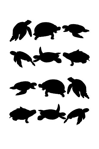 海龟剪影卡通元素