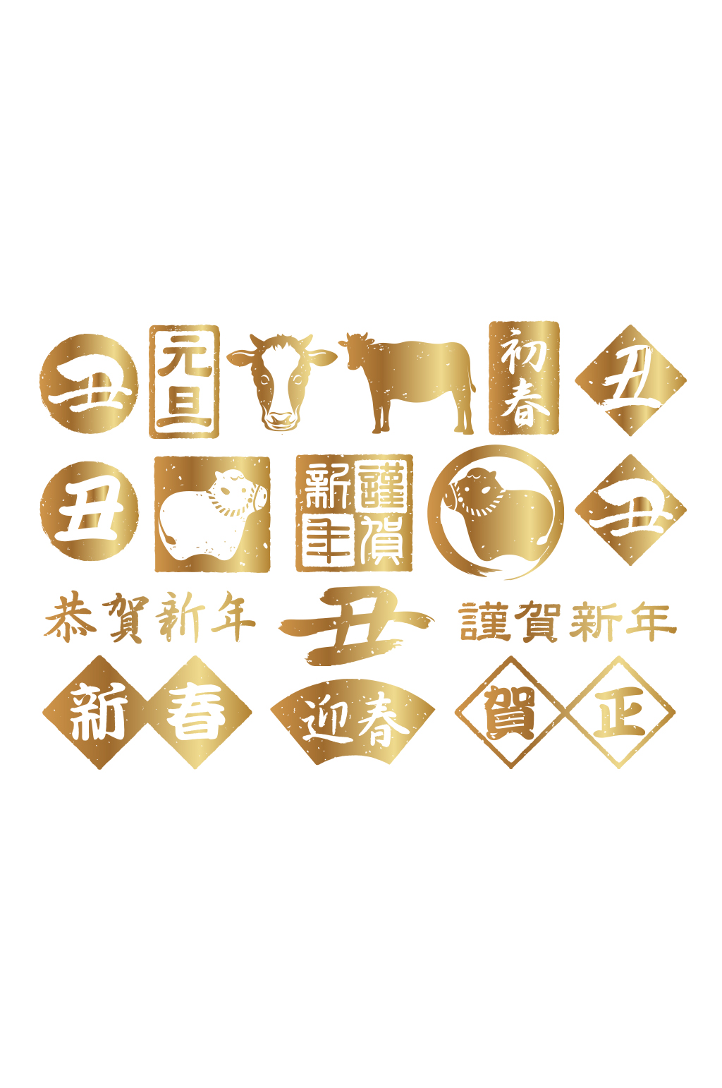 日本风格牛年元素素材