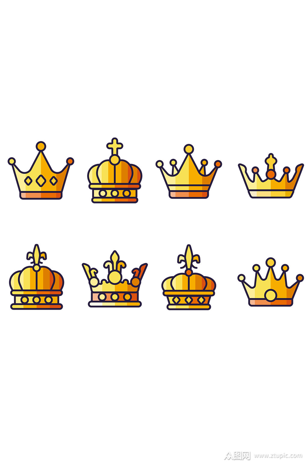 黄色皇冠王冠设计元素