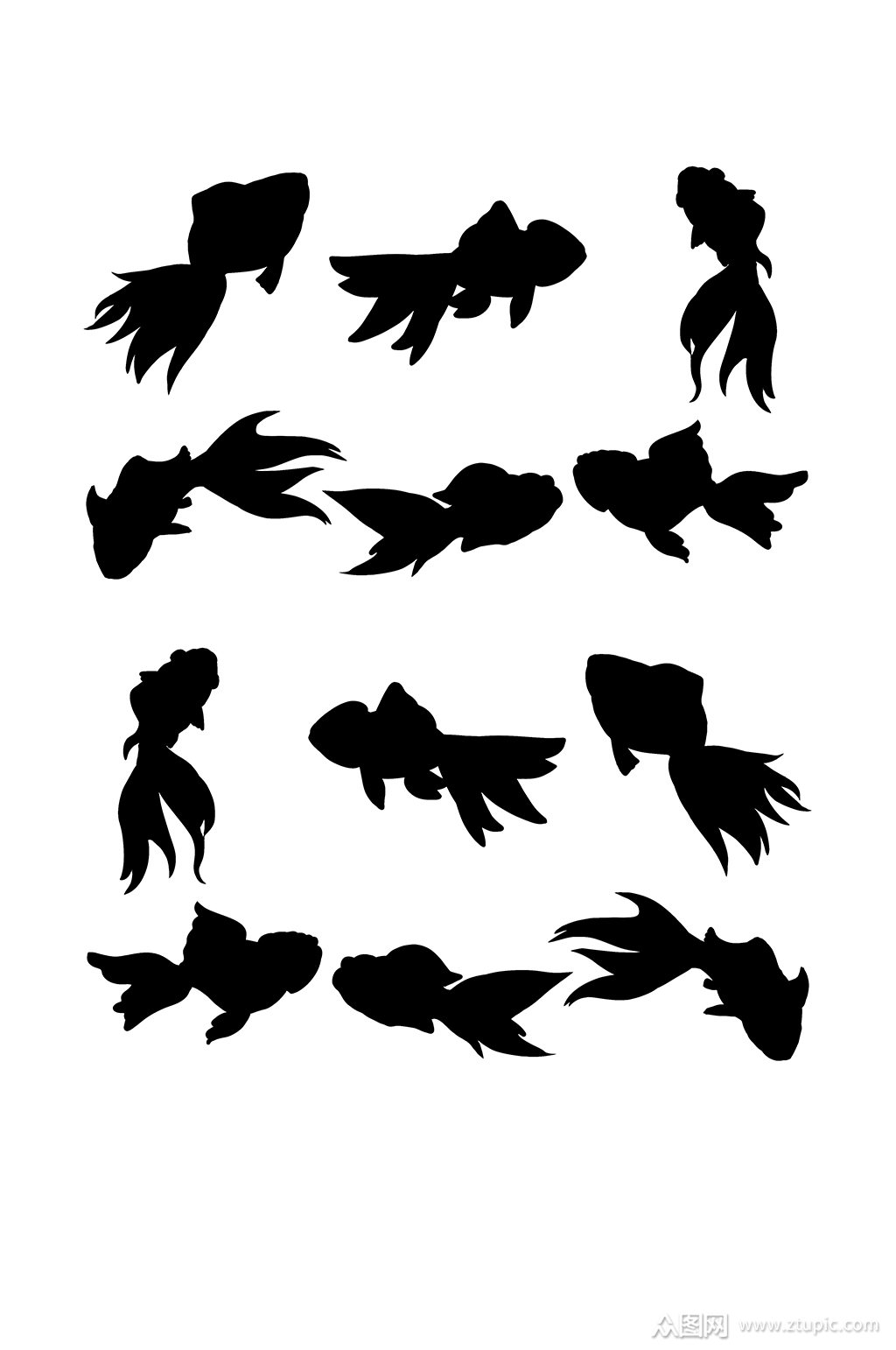 金鱼剪影背影元素素材