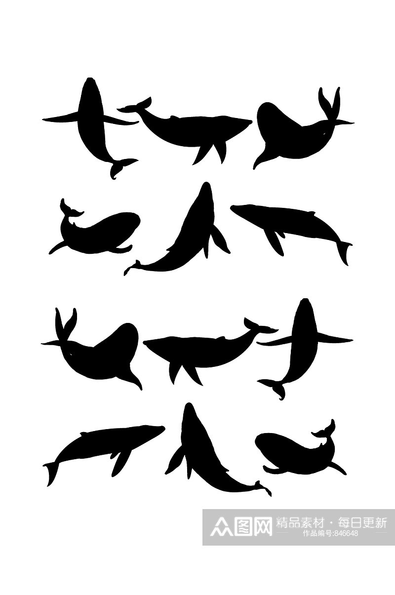 鲸鱼卡通动物剪影素材