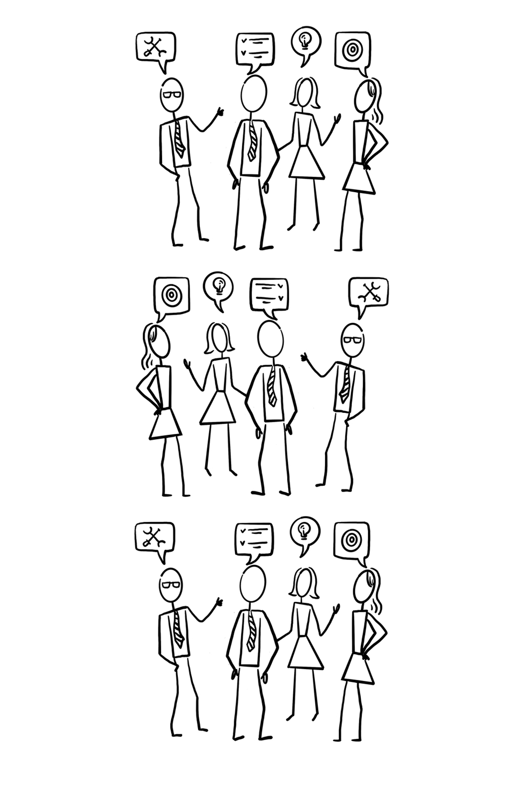 黑白简笔画商务元素素材